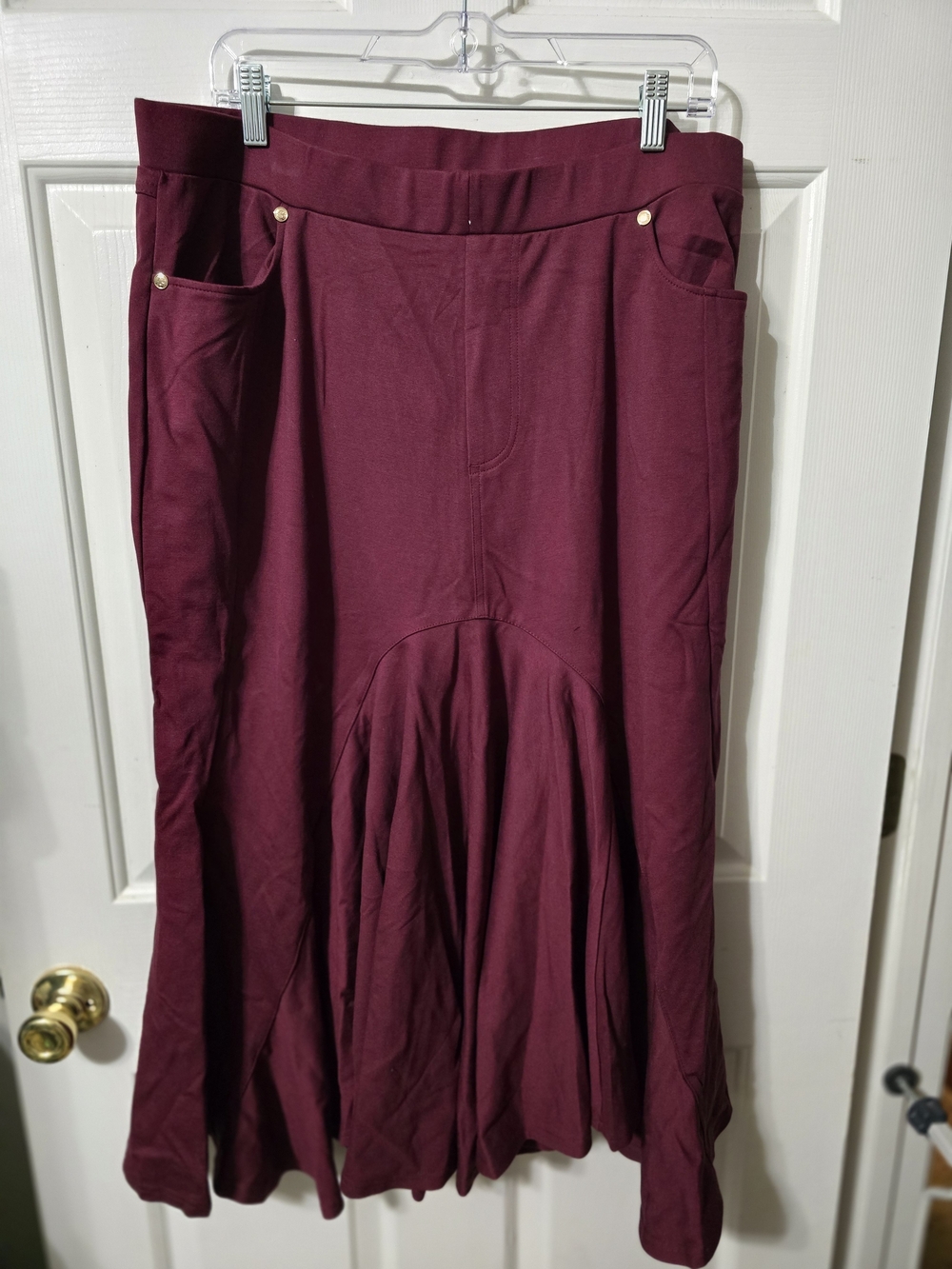 C. Wonder Burgundy Midi Skirt with Flared Panel